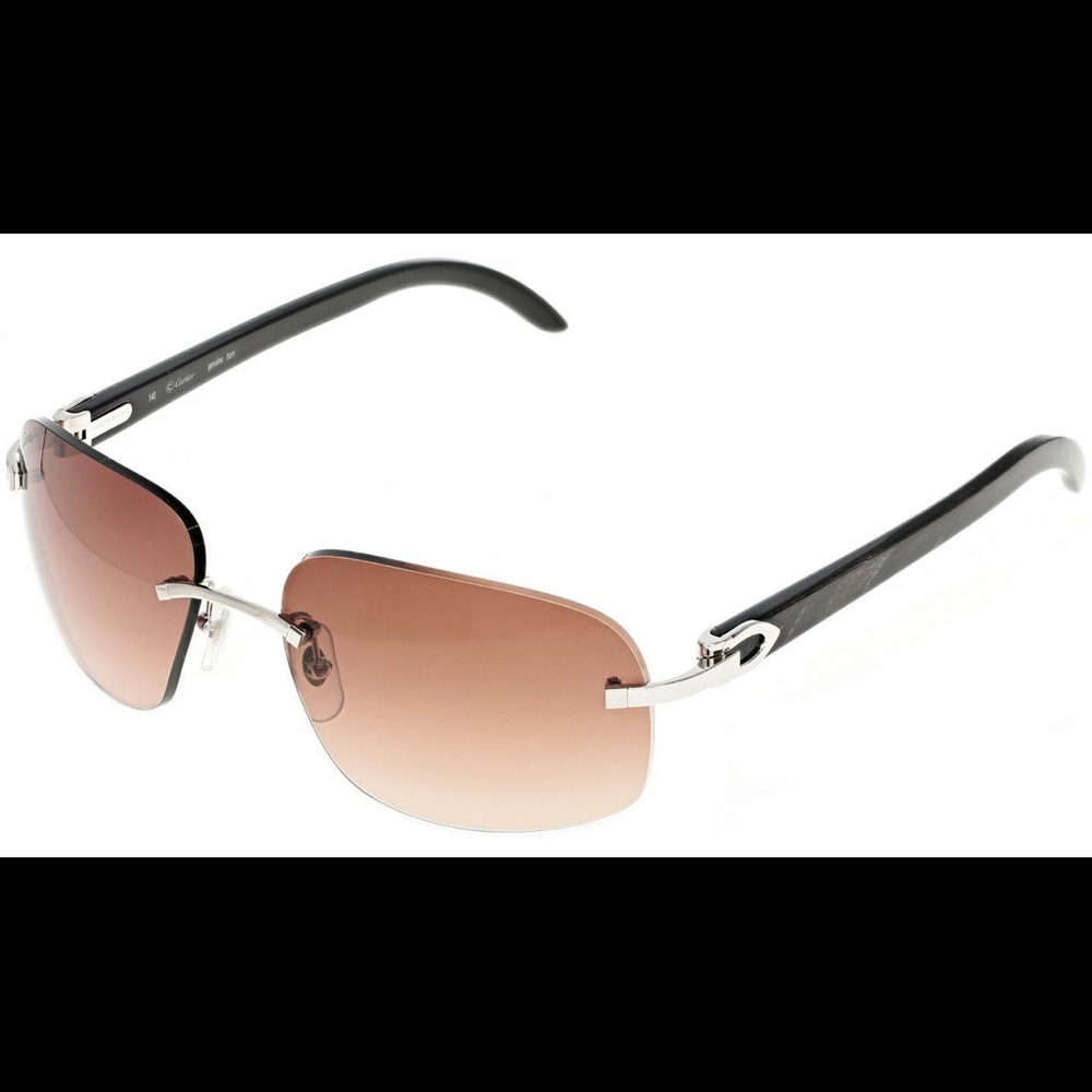 CARTIER BROWN LENS WITH BUFFALO HORN MEN'S SUNGLASSES